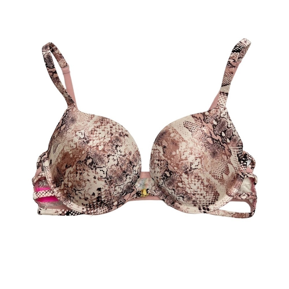 La senza Beyond Sexy padded bra 36 B snake printed, front closure pink beige